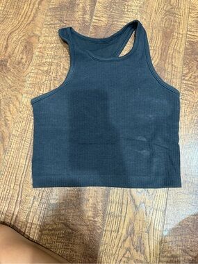 lululemon athletica Black Ribbed Racerback Crop Tank